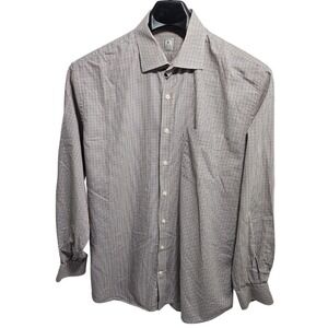 Peter Millar Mens XL Long Sleeve Button Down Shirt Blue Orange Check Cotton